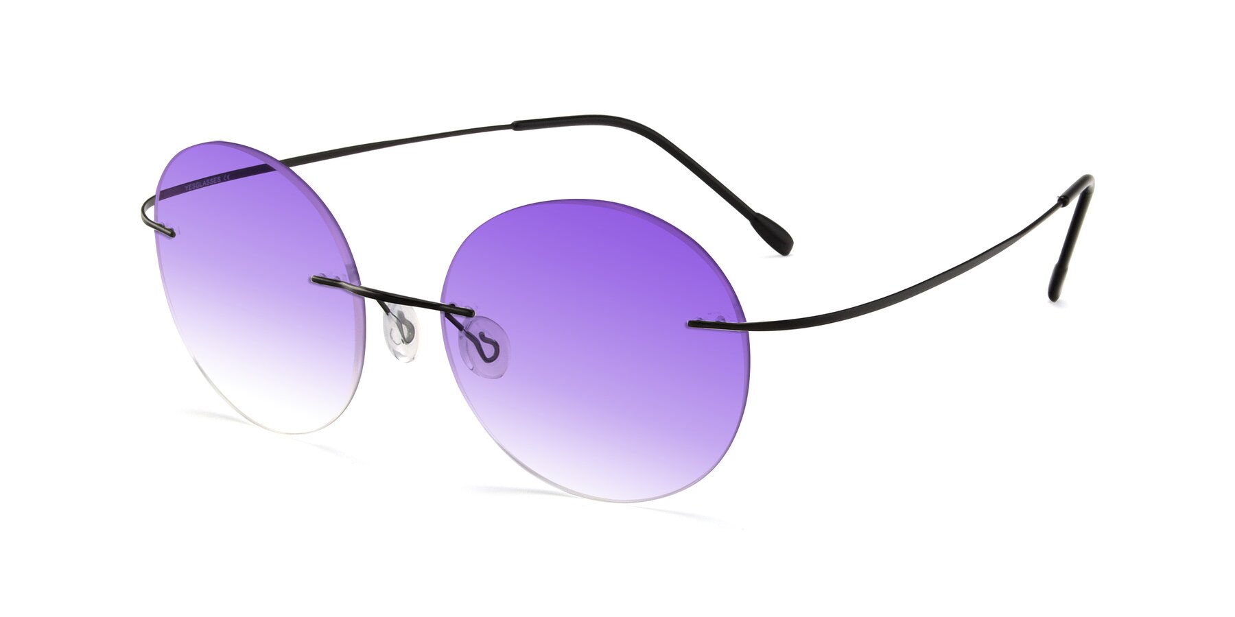 Angle of Leon in Black with Purple Gradient Lenses