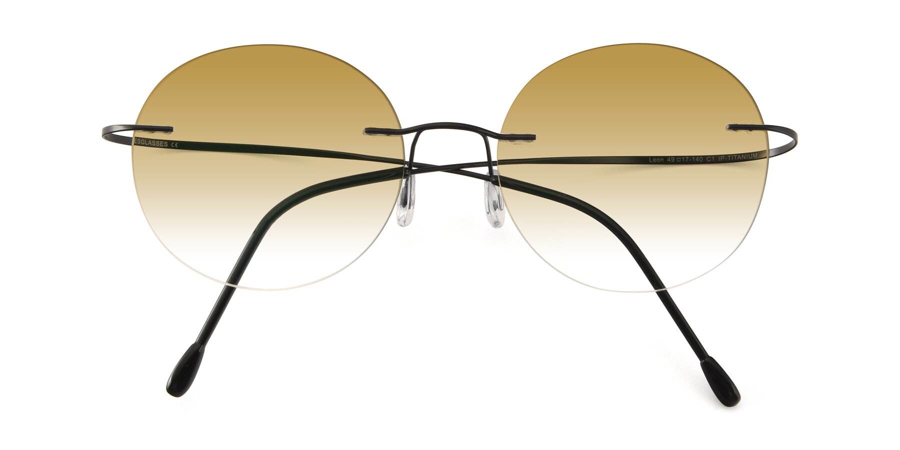 Folded Front of Leon in Black with Champagne Gradient Lenses