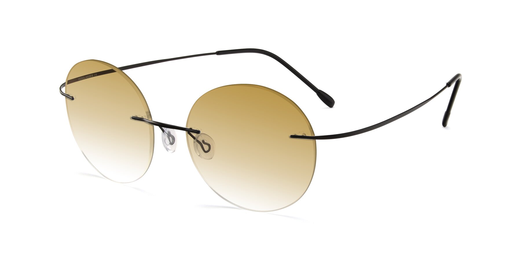 Angle of Leon in Black with Champagne Gradient Lenses