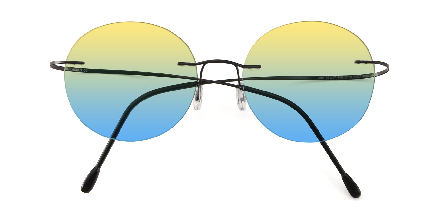 Folded Front of Leon in Black with Yellow / Blue Gradient Lenses