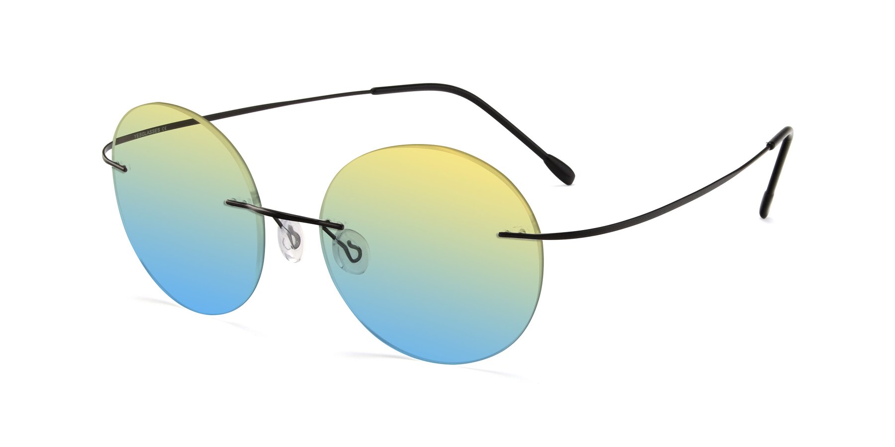 Angle of Leon in Black with Yellow / Blue Gradient Lenses