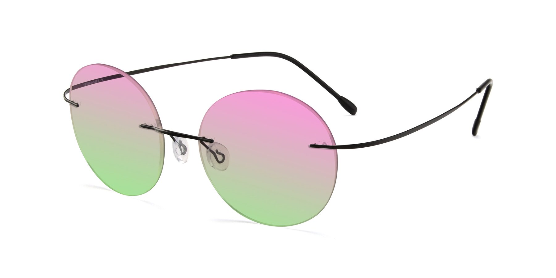 Angle of Leon in Black with Pink / Green Gradient Lenses