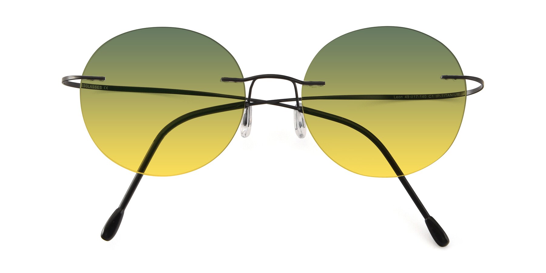 Folded Front of Leon in Black with Green / Yellow Gradient Lenses