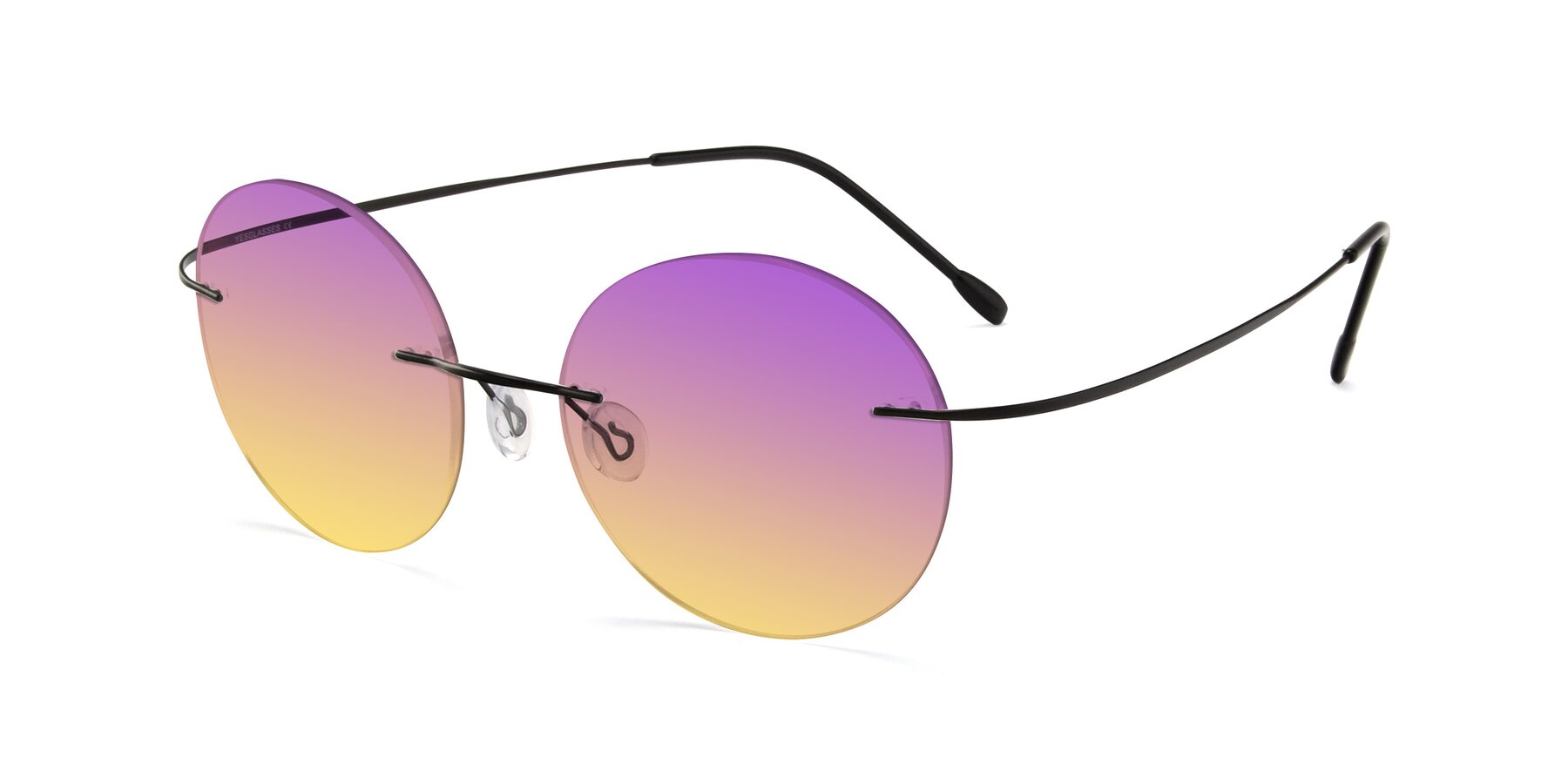 Angle of Leon in Black with Purple / Yellow Gradient Lenses