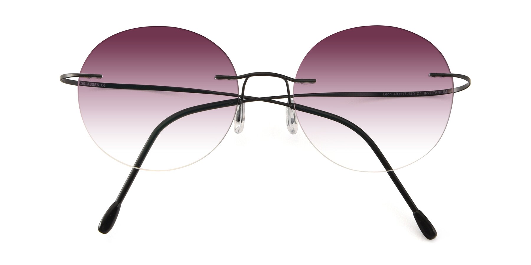 Folded Front of Leon in Black with Wine Gradient Lenses