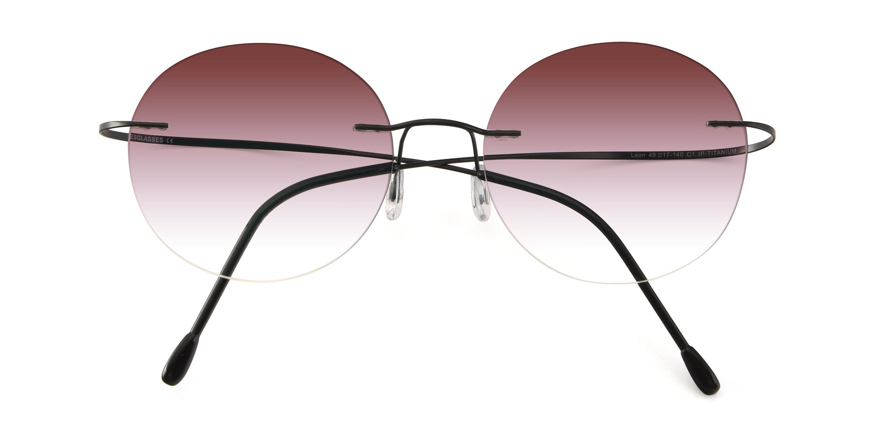 Folded Front of Leon in Black with Garnet Gradient Lenses