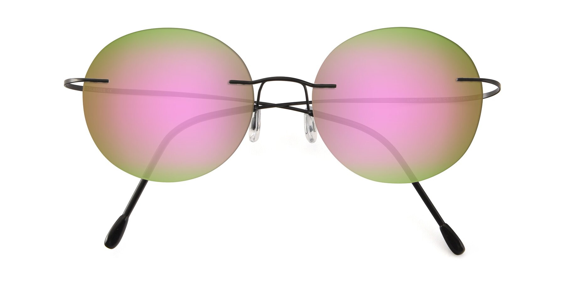 Folded Front of Leon in Black with Pink Mirrored Lenses