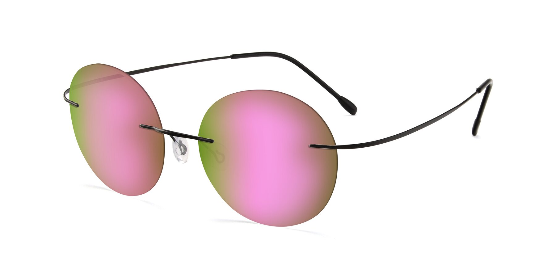 Angle of Leon in Black with Pink Mirrored Lenses