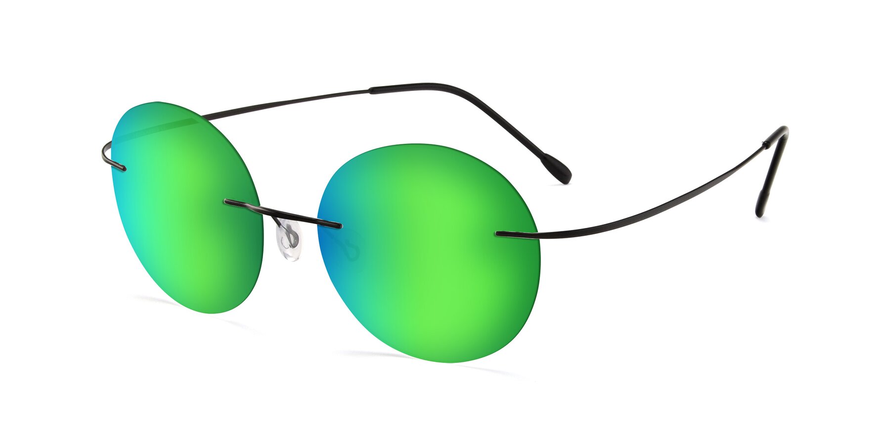 Angle of Leon in Black with Green Mirrored Lenses