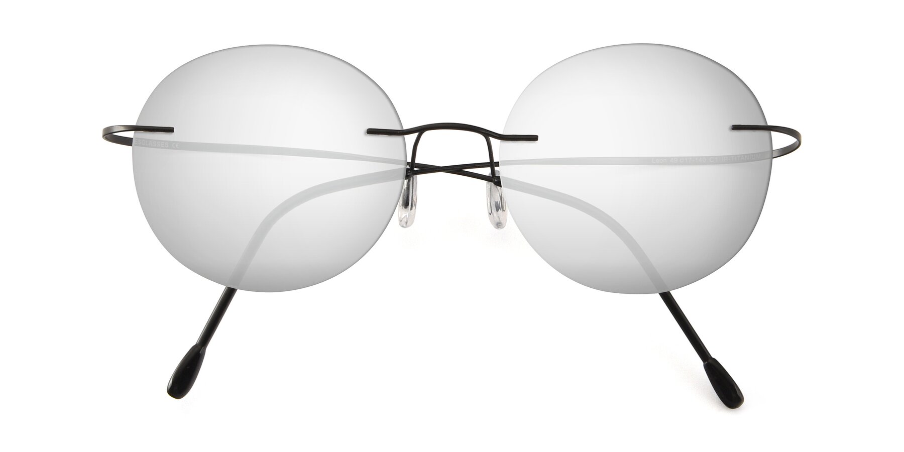 Folded Front of Leon in Black with Silver Mirrored Lenses