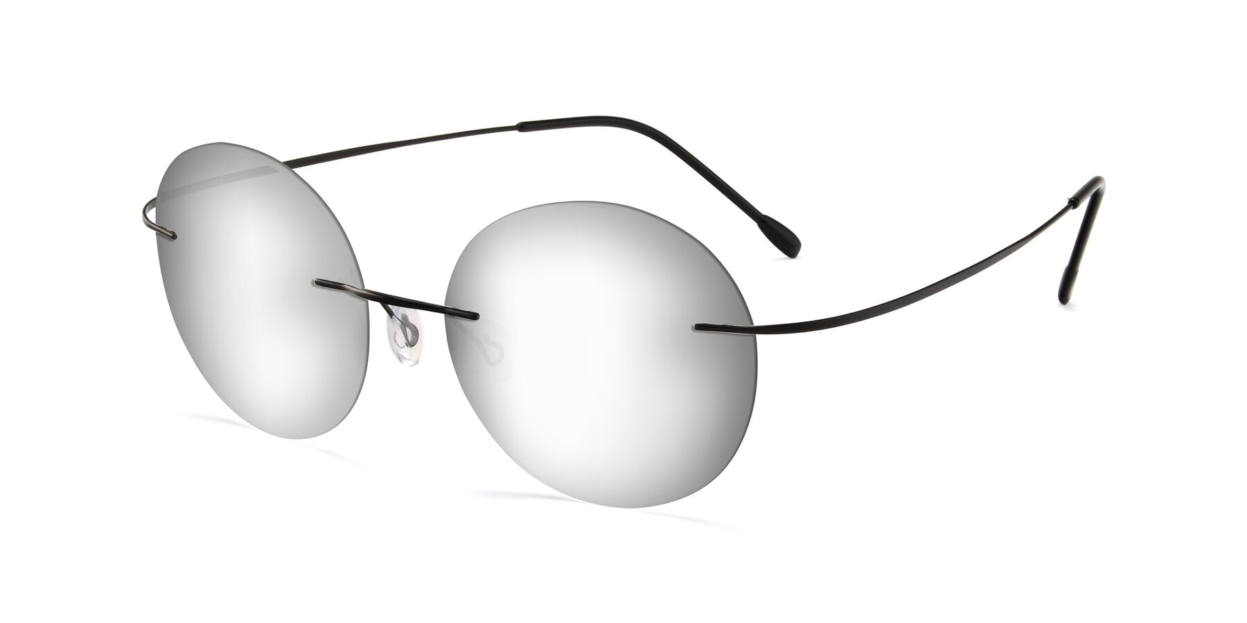 Angle of Leon in Black with Silver Mirrored Lenses