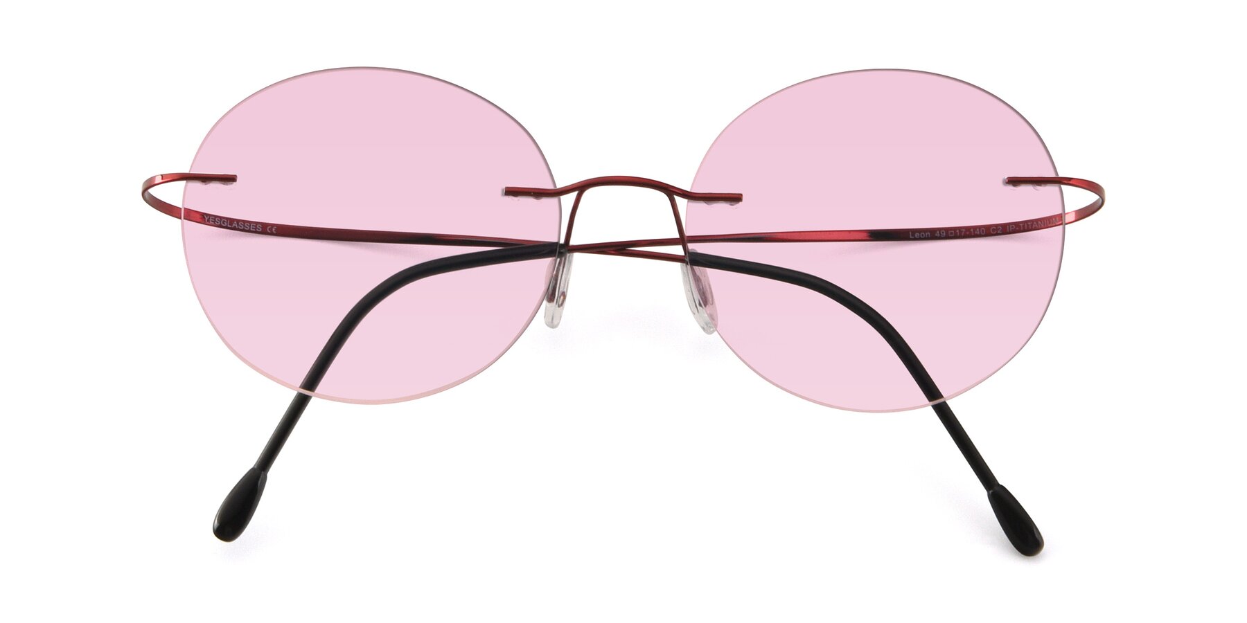 Folded Front of Leon in Wine with Light Pink Tinted Lenses