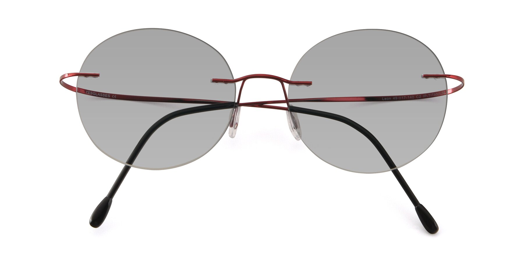 Folded Front of Leon in Wine with Light Gray Tinted Lenses