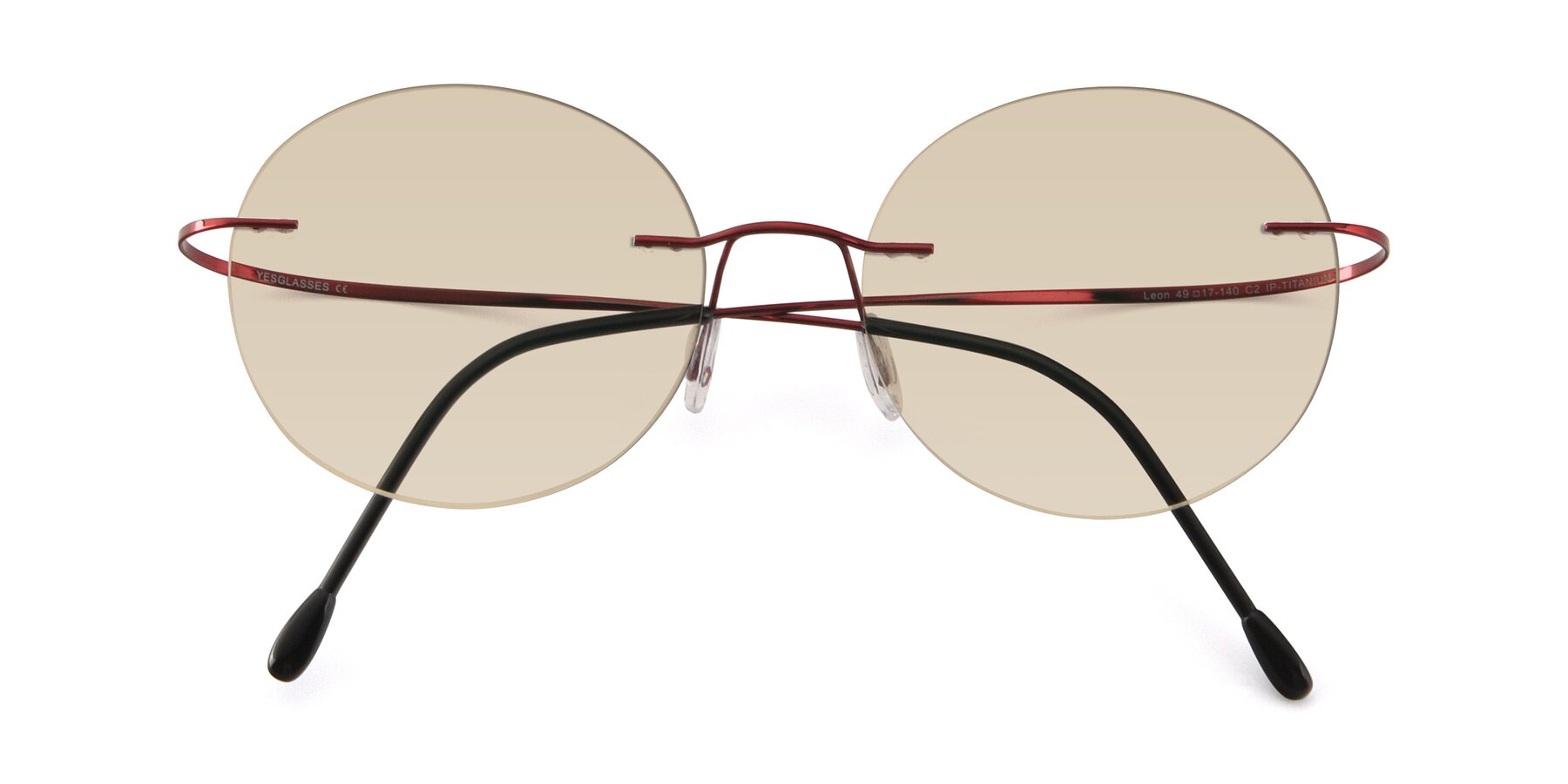 Folded Front of Leon in Wine with Light Brown Tinted Lenses