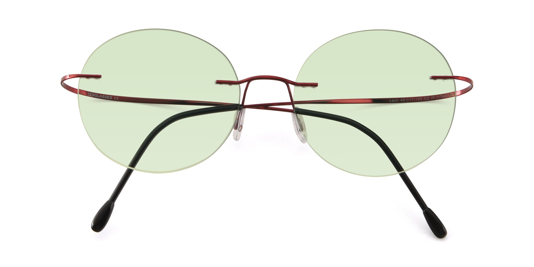 Folded Front of Leon in Wine with Light Green Tinted Lenses