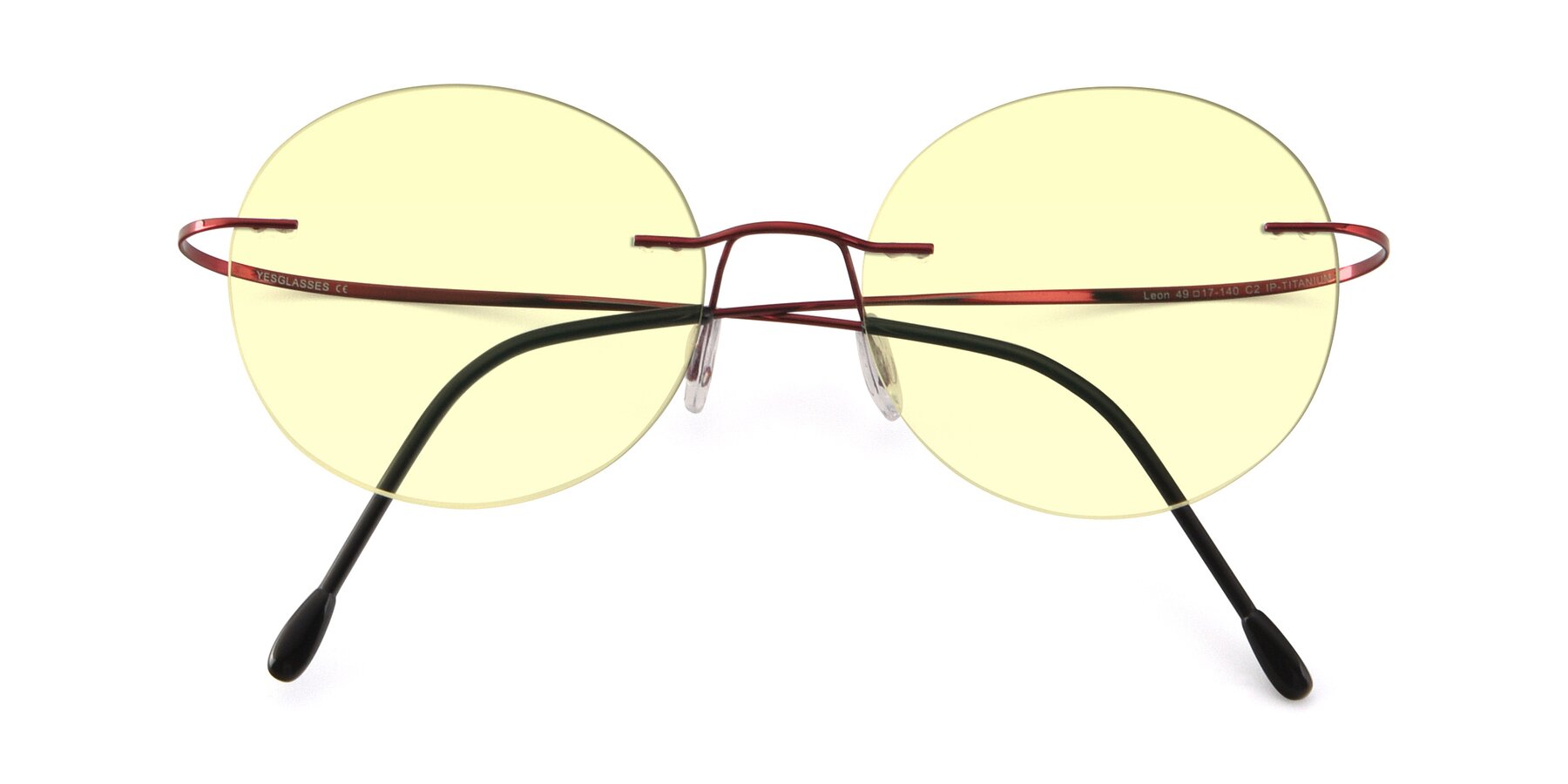 Folded Front of Leon in Wine with Light Yellow Tinted Lenses