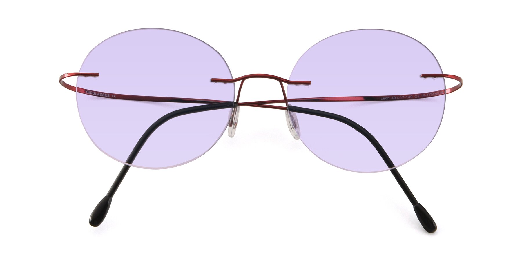 Folded Front of Leon in Wine with Light Purple Tinted Lenses
