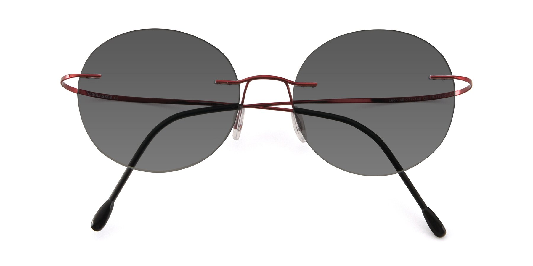 Folded Front of Leon in Wine with Medium Gray Tinted Lenses