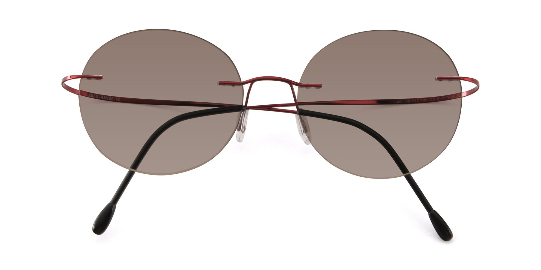 Folded Front of Leon in Wine with Medium Brown Tinted Lenses