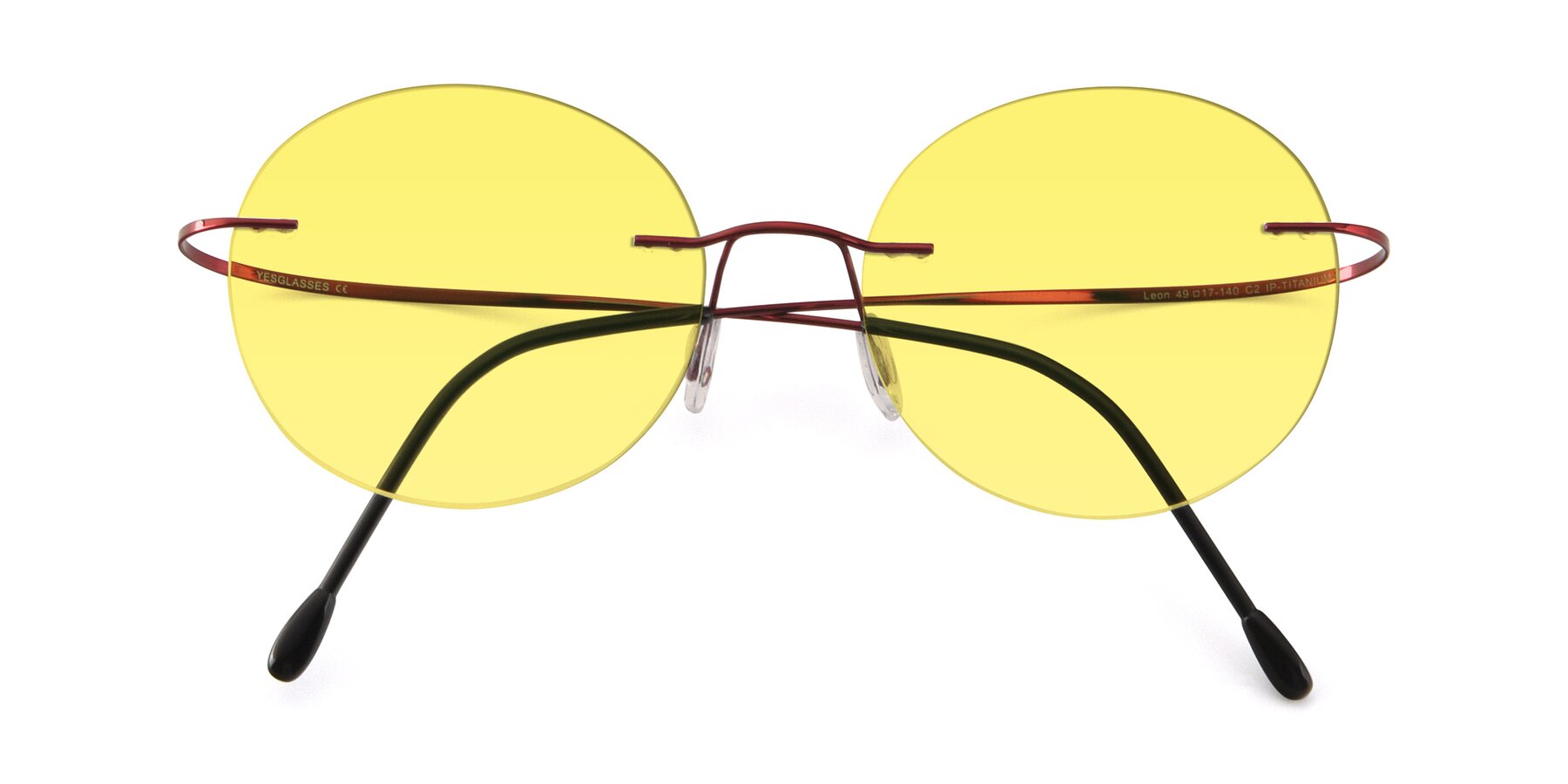 Folded Front of Leon in Wine with Medium Yellow Tinted Lenses