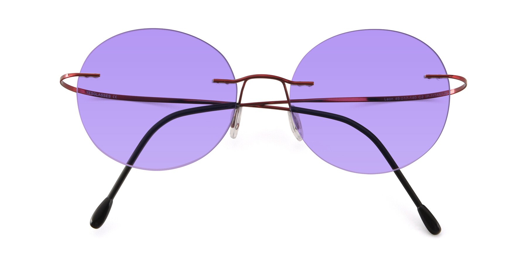 Folded Front of Leon in Wine with Medium Purple Tinted Lenses