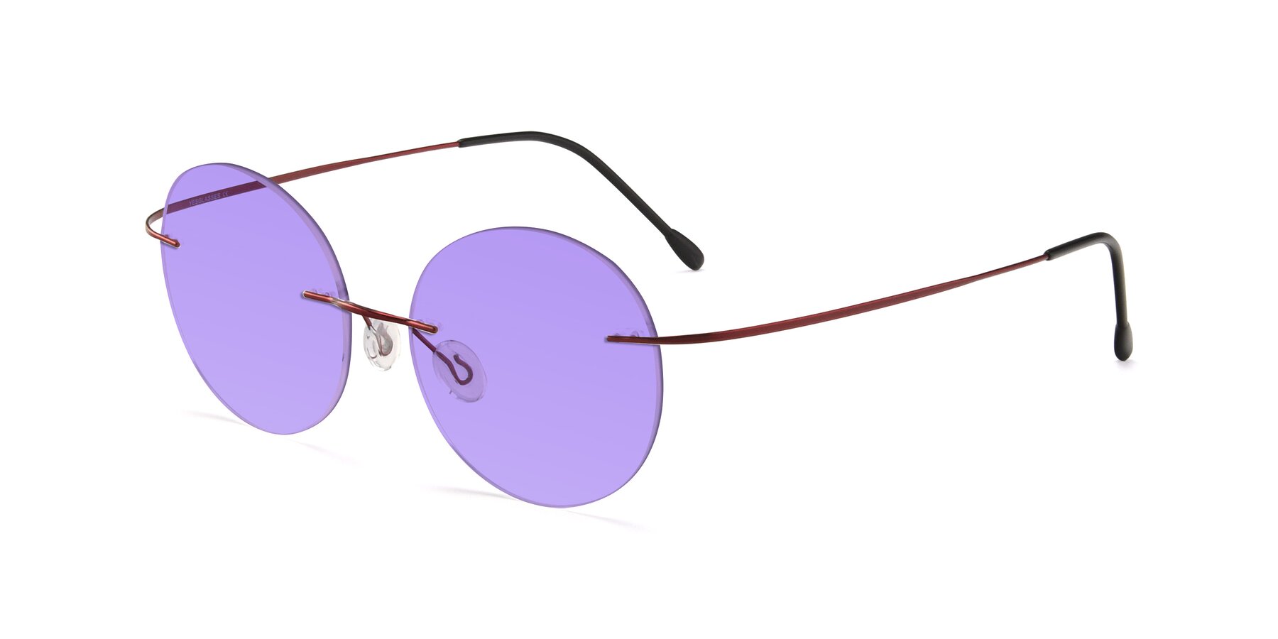 Angle of Leon in Wine with Medium Purple Tinted Lenses