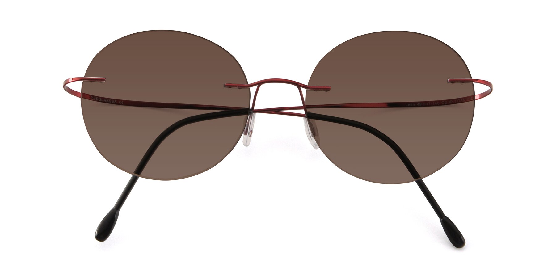 Folded Front of Leon in Wine with Brown Tinted Lenses