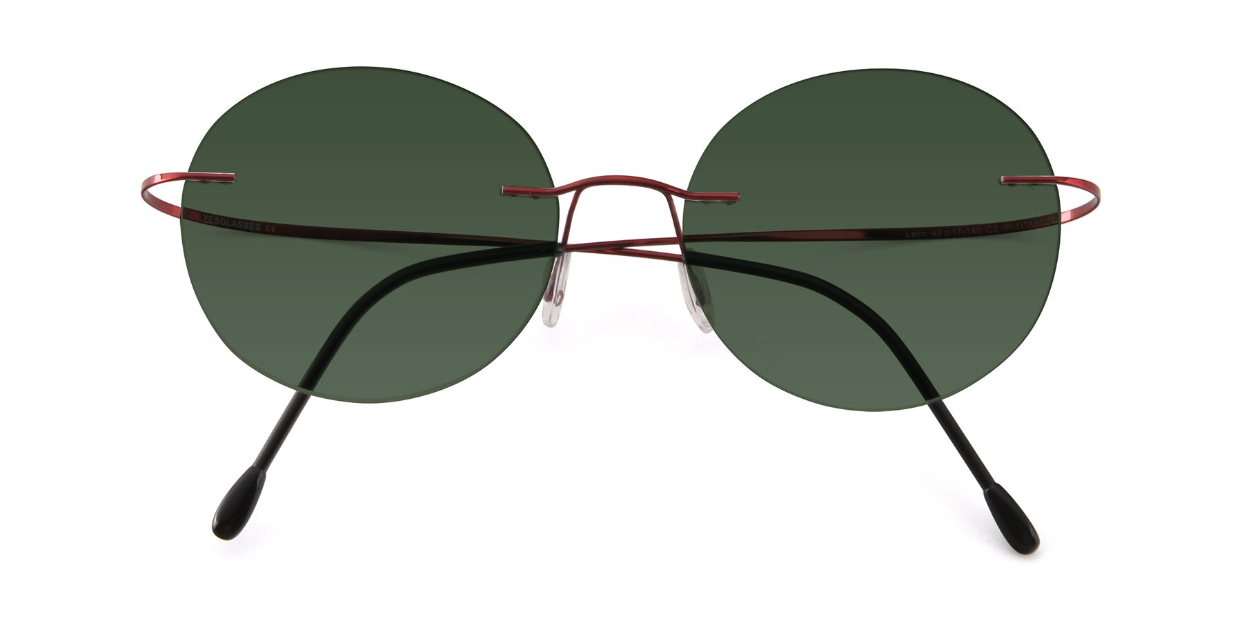 Folded Front of Leon in Wine with Green Tinted Lenses