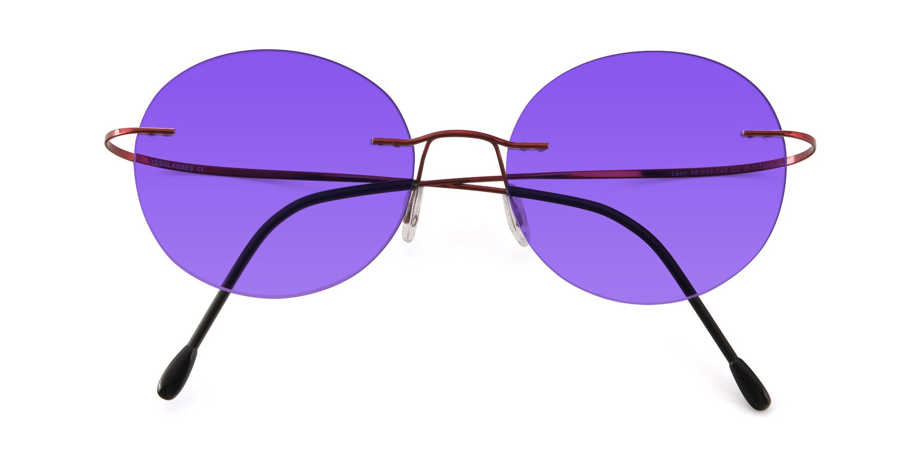 Folded Front of Leon in Wine with Purple Tinted Lenses