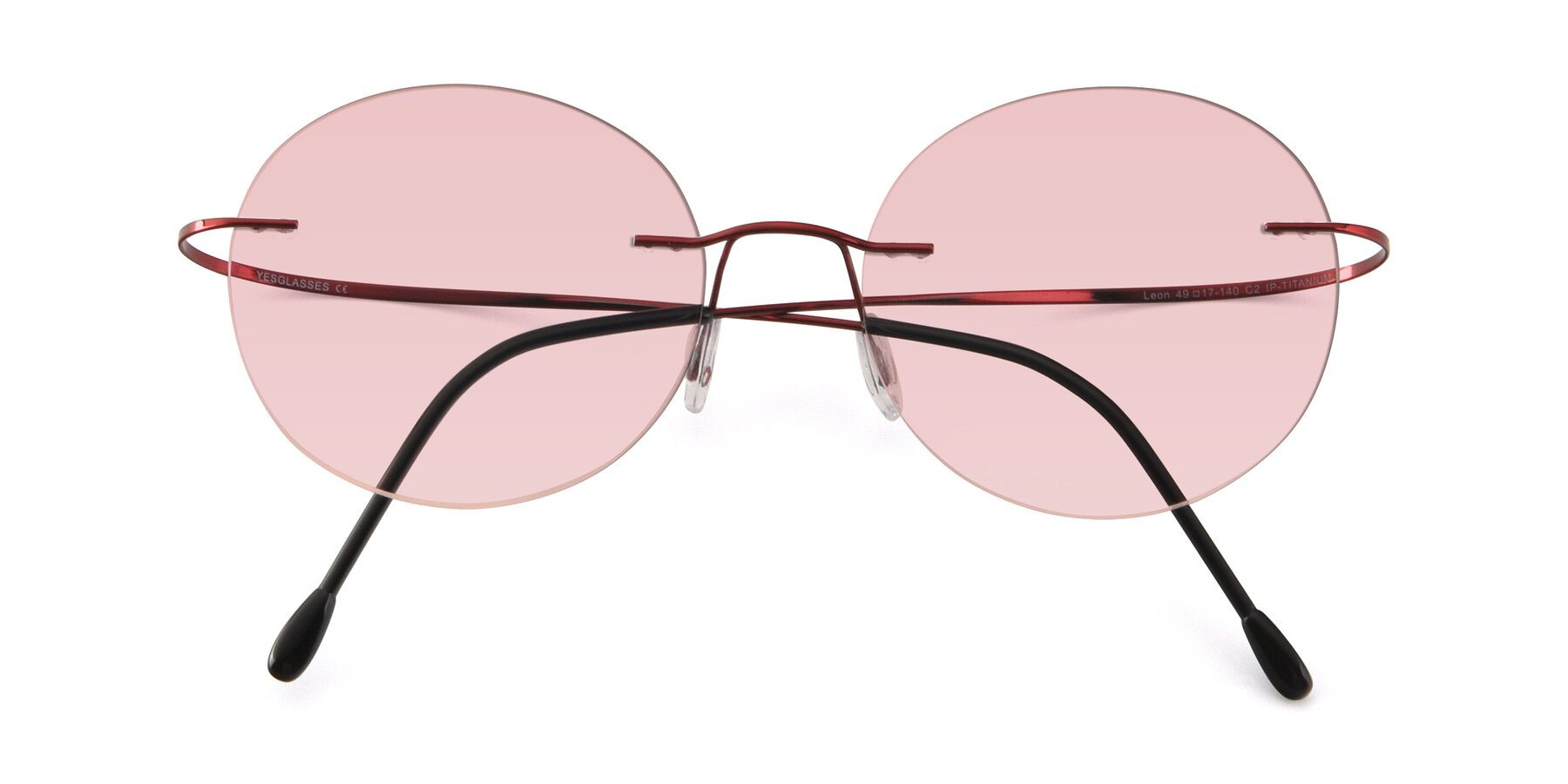 Folded Front of Leon in Wine with Light Garnet Tinted Lenses