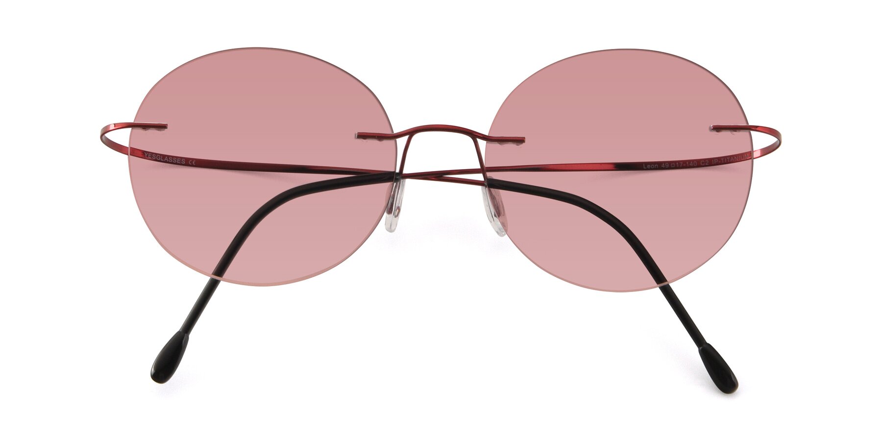 Folded Front of Leon in Wine with Medium Garnet Tinted Lenses