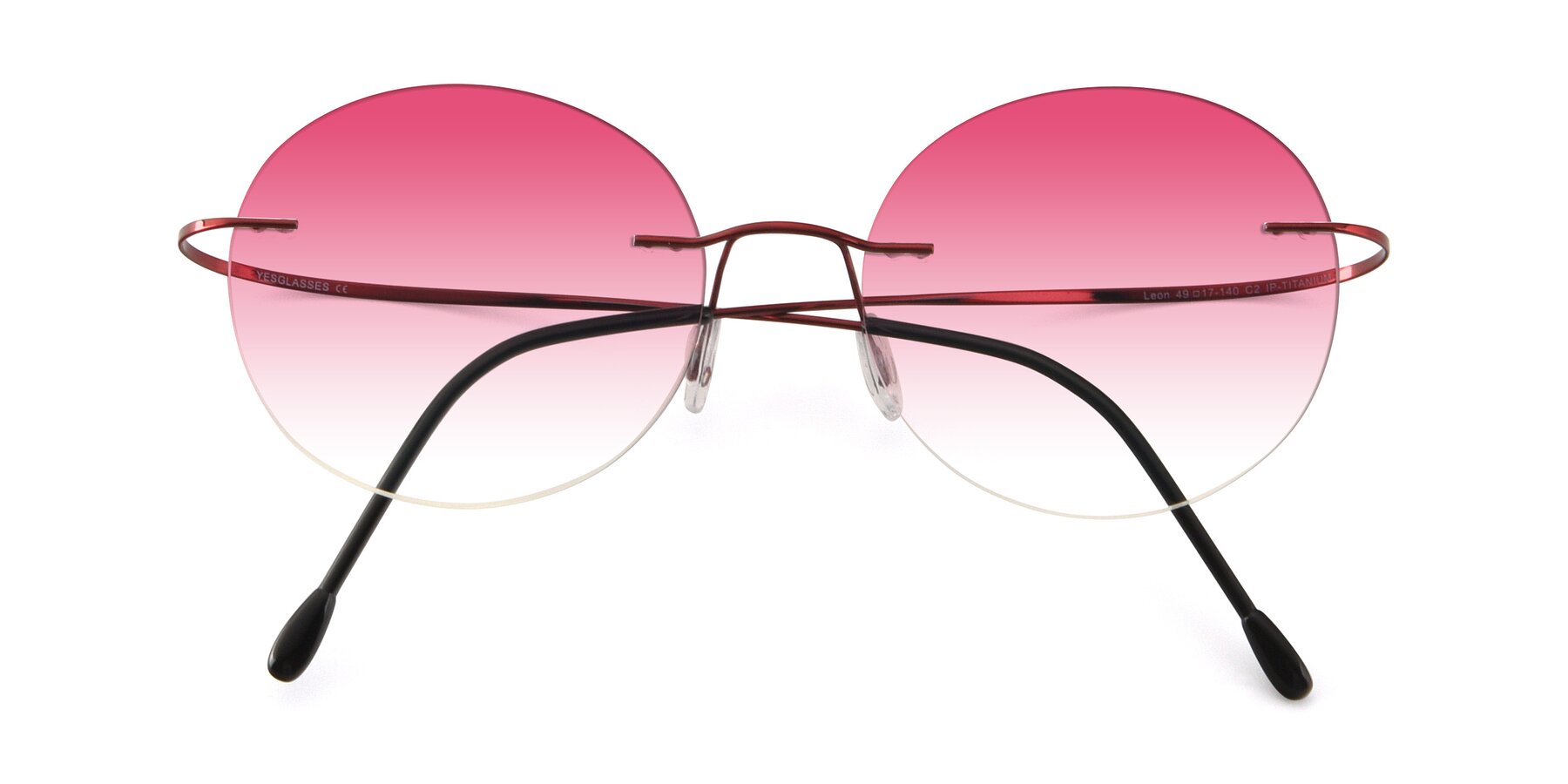 Folded Front of Leon in Wine with Pink Gradient Lenses