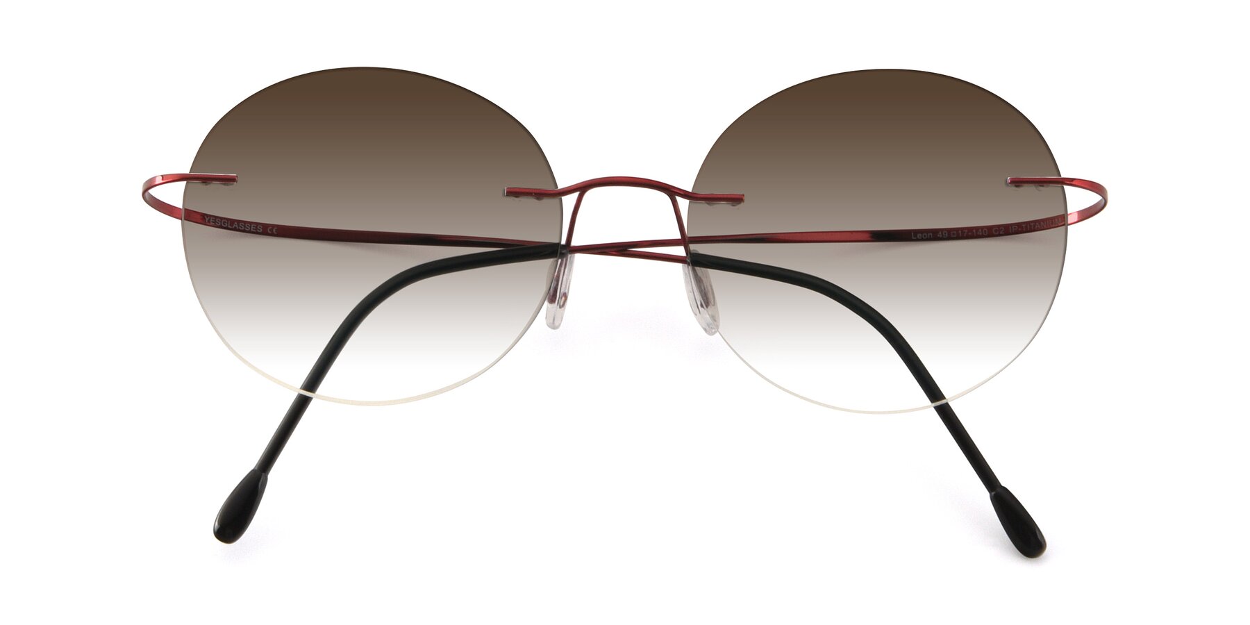 Folded Front of Leon in Wine with Brown Gradient Lenses