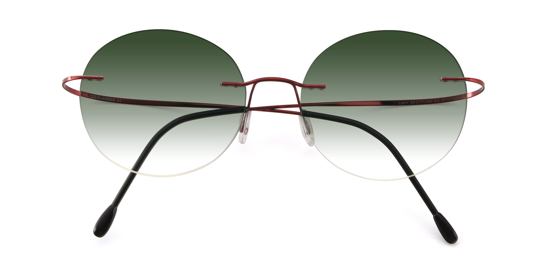 Folded Front of Leon in Wine with Green Gradient Lenses