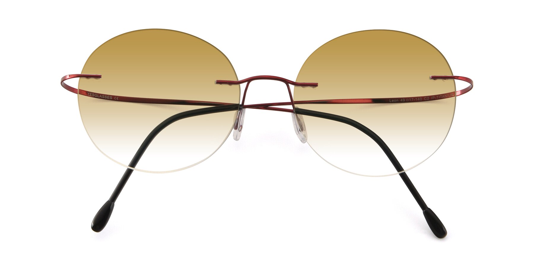 Folded Front of Leon in Wine with Champagne Gradient Lenses