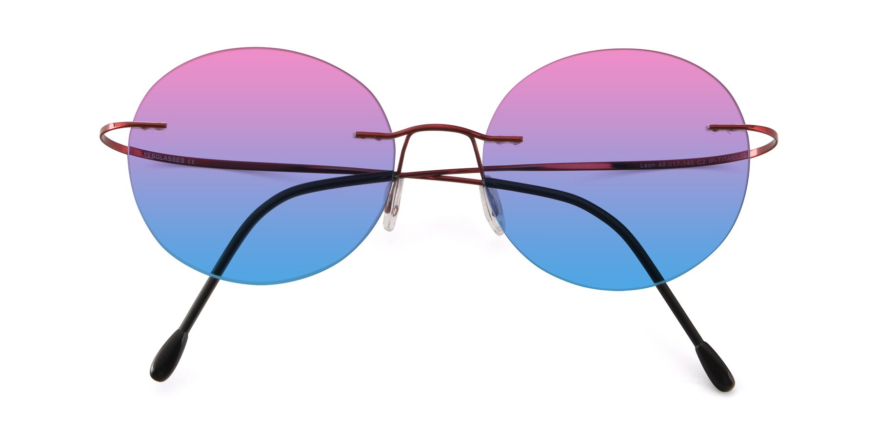 Folded Front of Leon in Wine with Pink / Blue Gradient Lenses