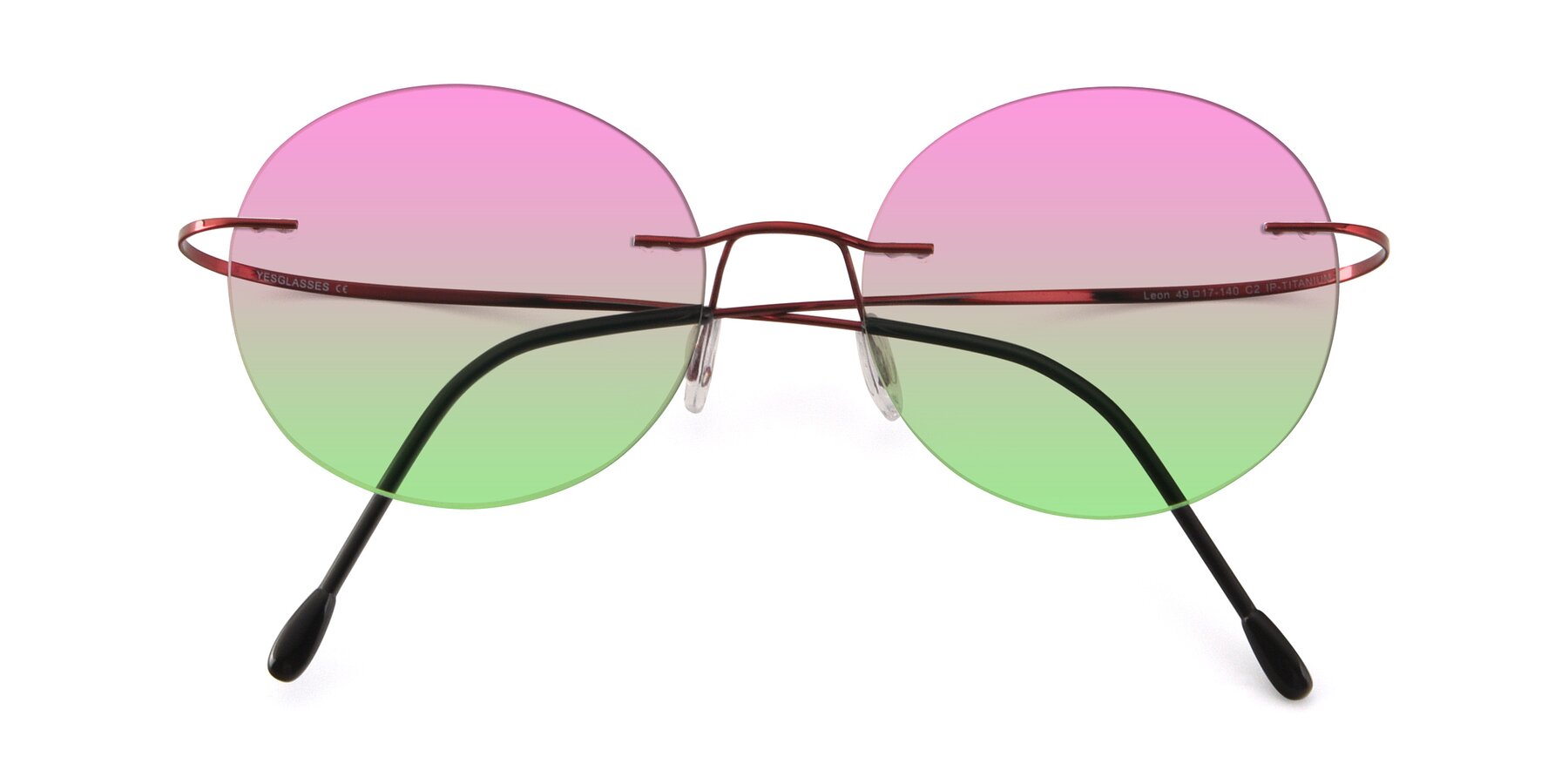 Folded Front of Leon in Wine with Pink / Green Gradient Lenses