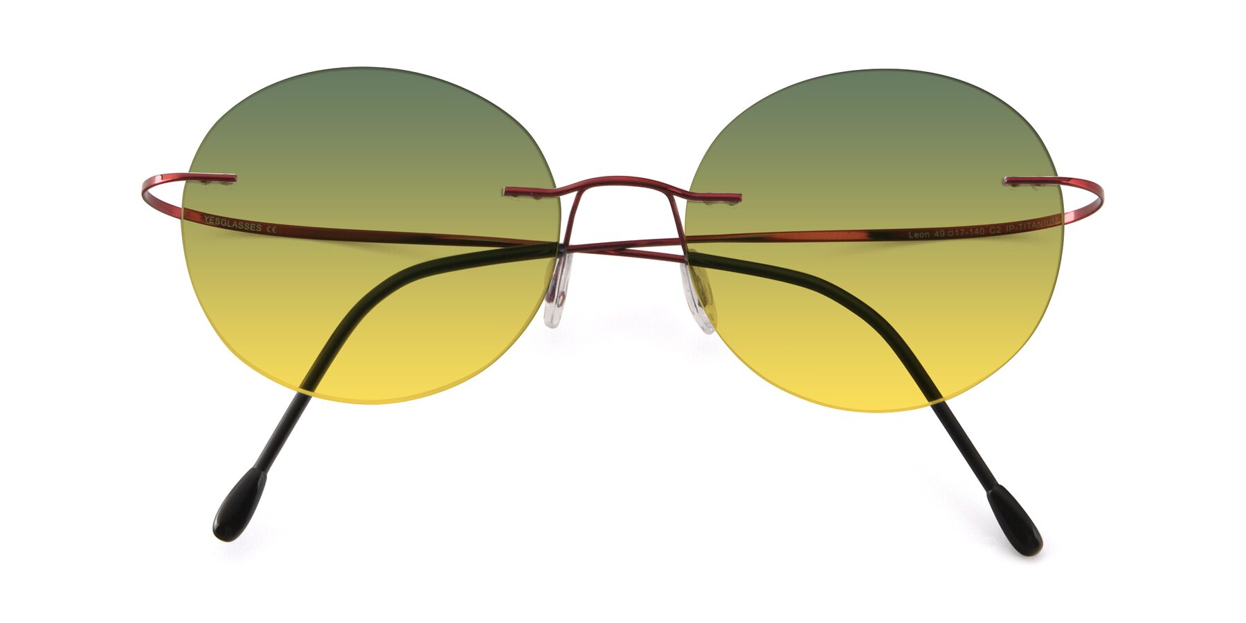 Folded Front of Leon in Wine with Green / Yellow Gradient Lenses
