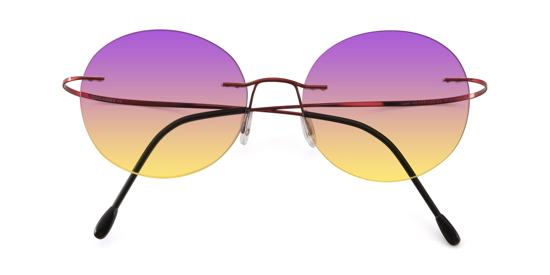 Folded Front of Leon in Wine with Purple / Yellow Gradient Lenses