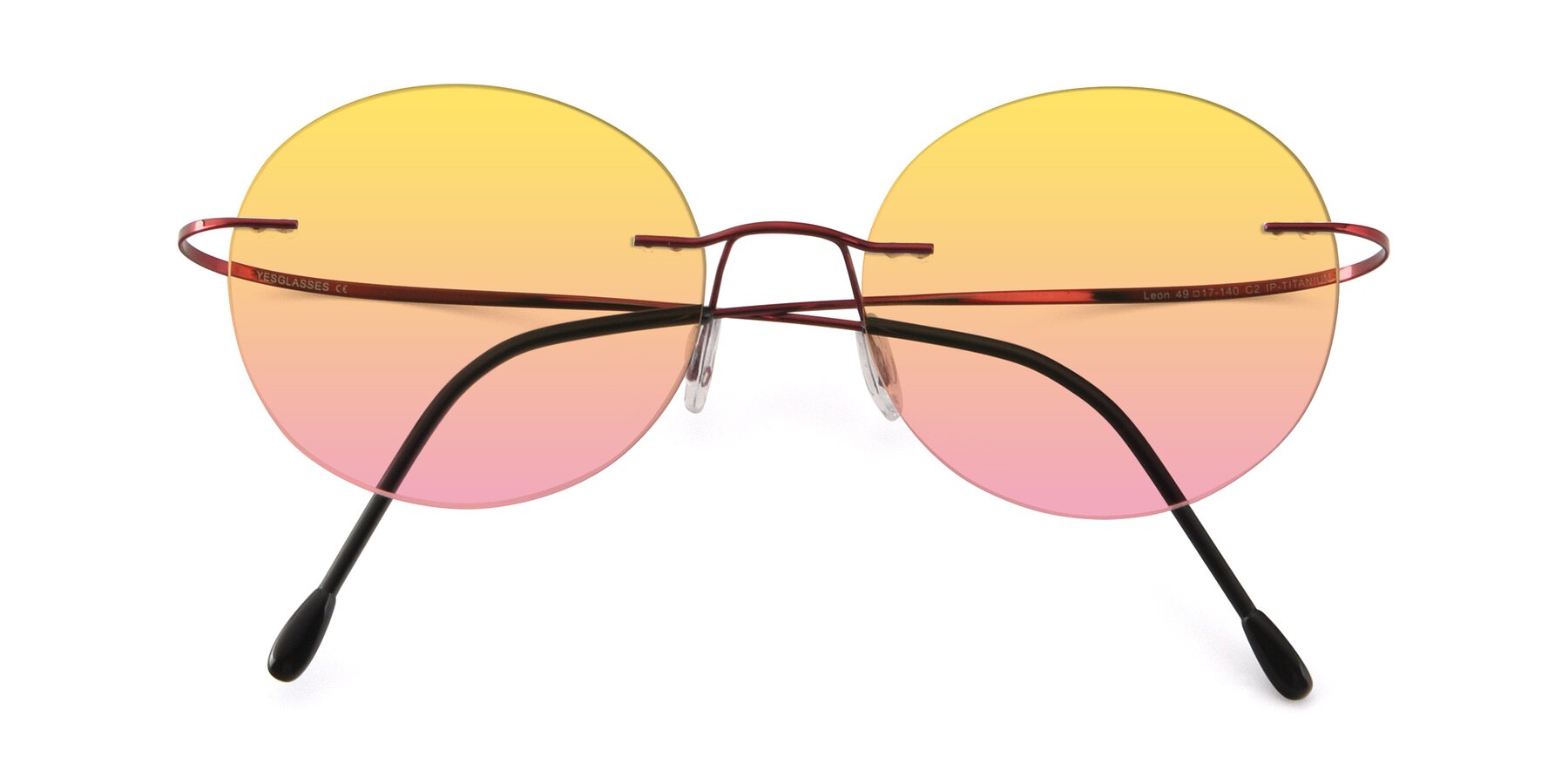 Folded Front of Leon in Wine with Yellow / Pink Gradient Lenses