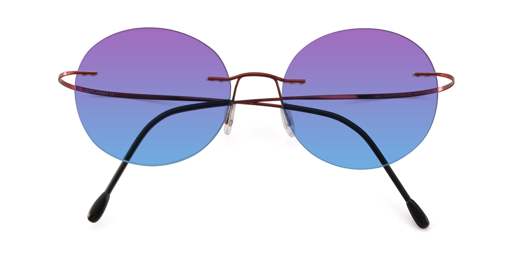 Folded Front of Leon in Wine with Purple / Blue Gradient Lenses