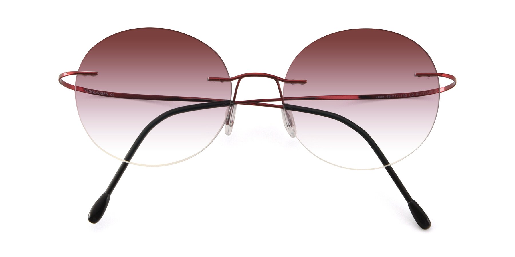 Folded Front of Leon in Wine with Garnet Gradient Lenses