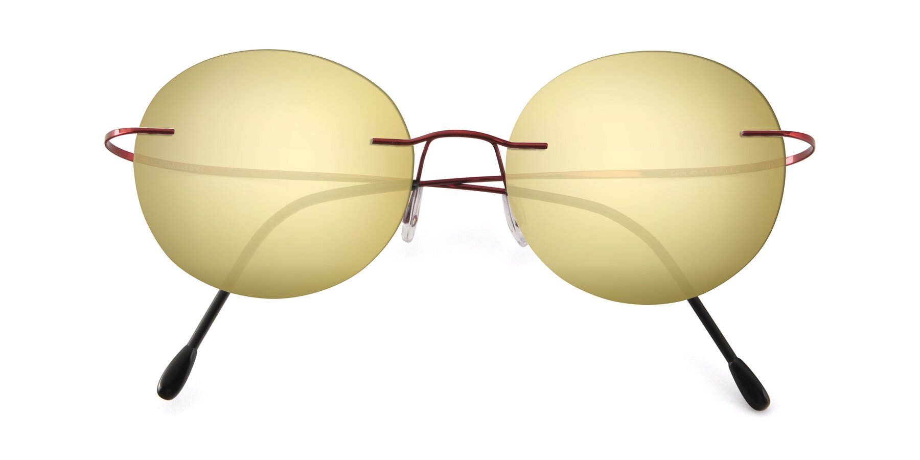 Folded Front of Leon in Wine with Gold Mirrored Lenses