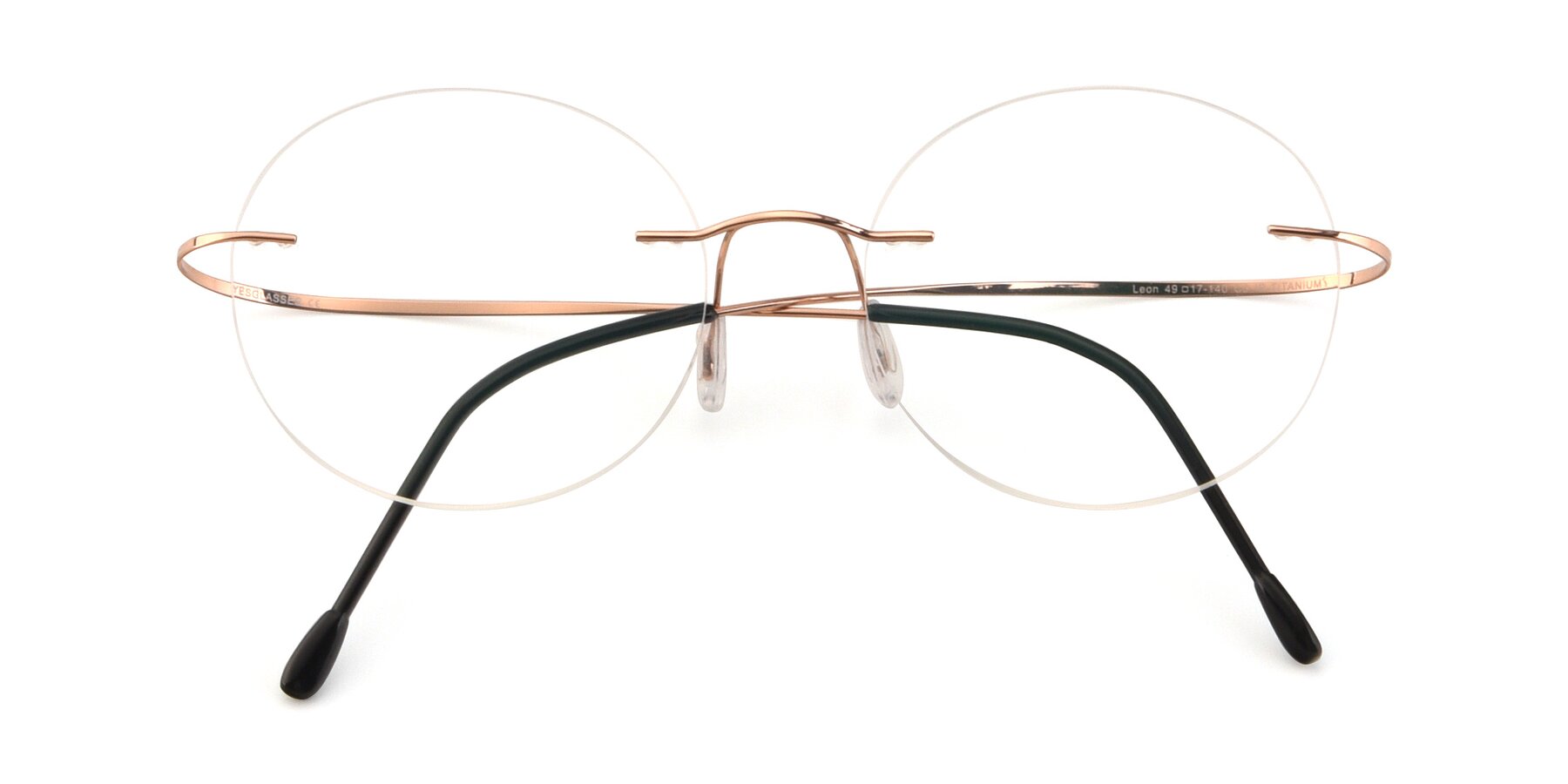 Folded Front of Leon in Rose Gold with Clear Reading Eyeglass Lenses