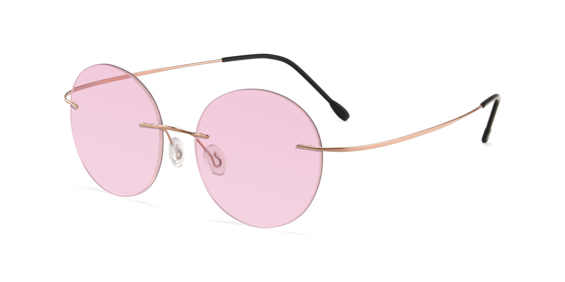 Angle of Leon in Rose Gold with Light Pink Tinted Lenses