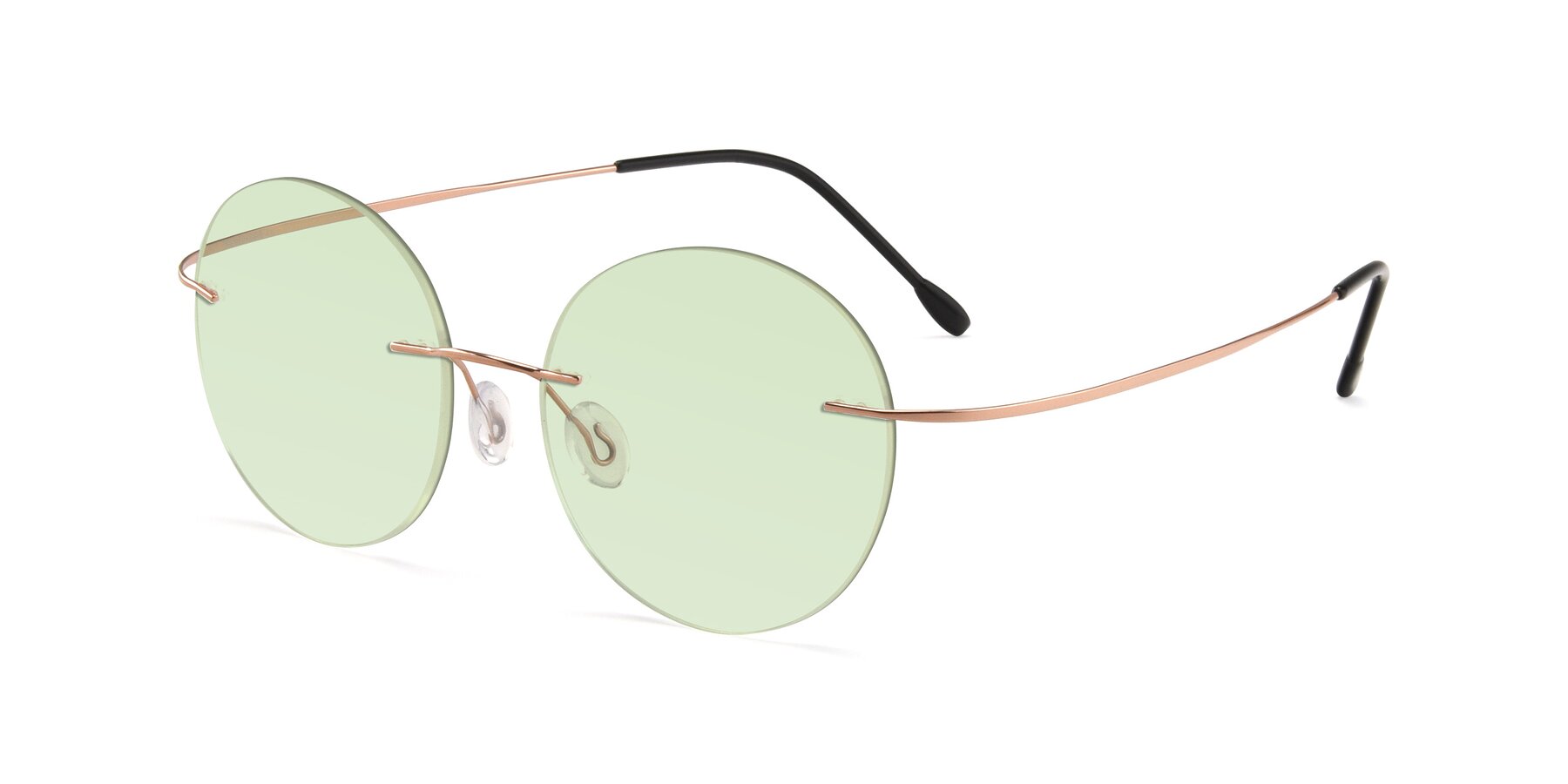Angle of Leon in Rose Gold with Light Green Tinted Lenses