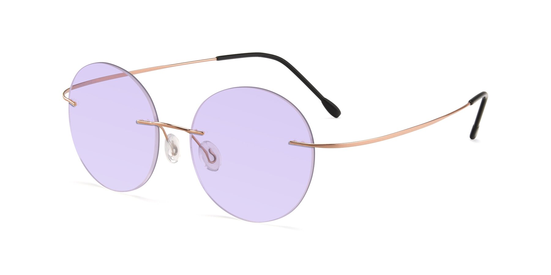 Angle of Leon in Rose Gold with Light Purple Tinted Lenses