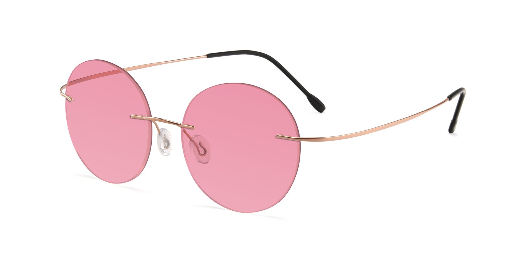 Angle of Leon in Rose Gold with Pink Tinted Lenses