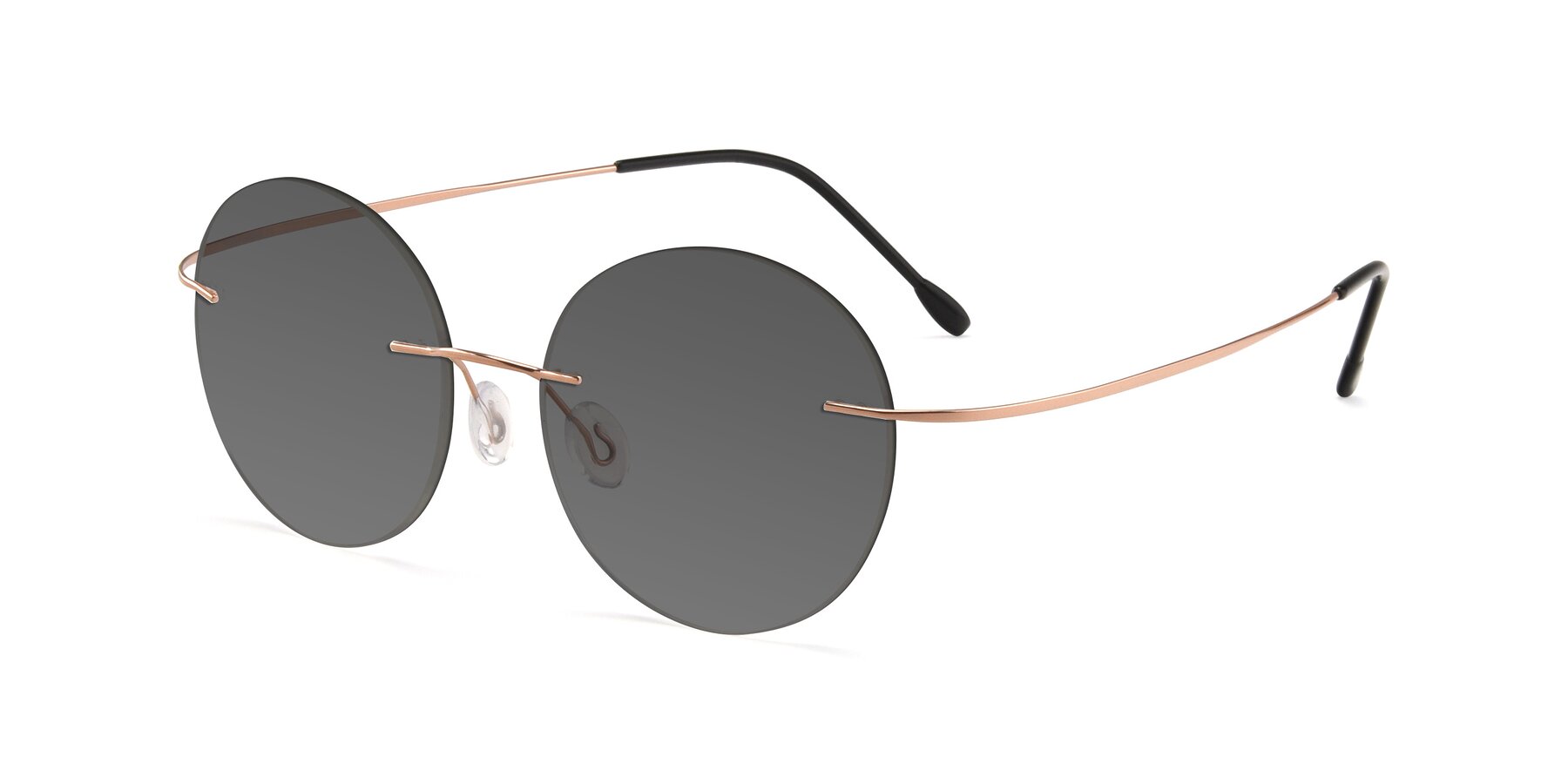 Angle of Leon in Rose Gold with Medium Gray Tinted Lenses