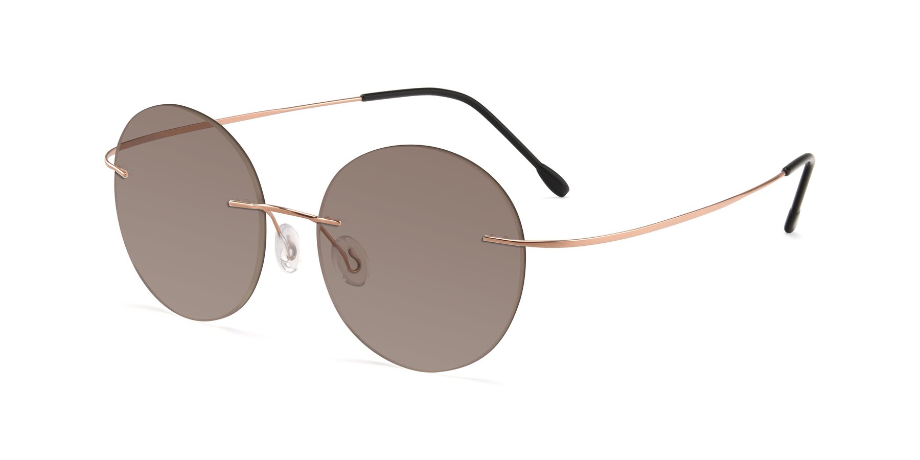 Angle of Leon in Rose Gold with Medium Brown Tinted Lenses